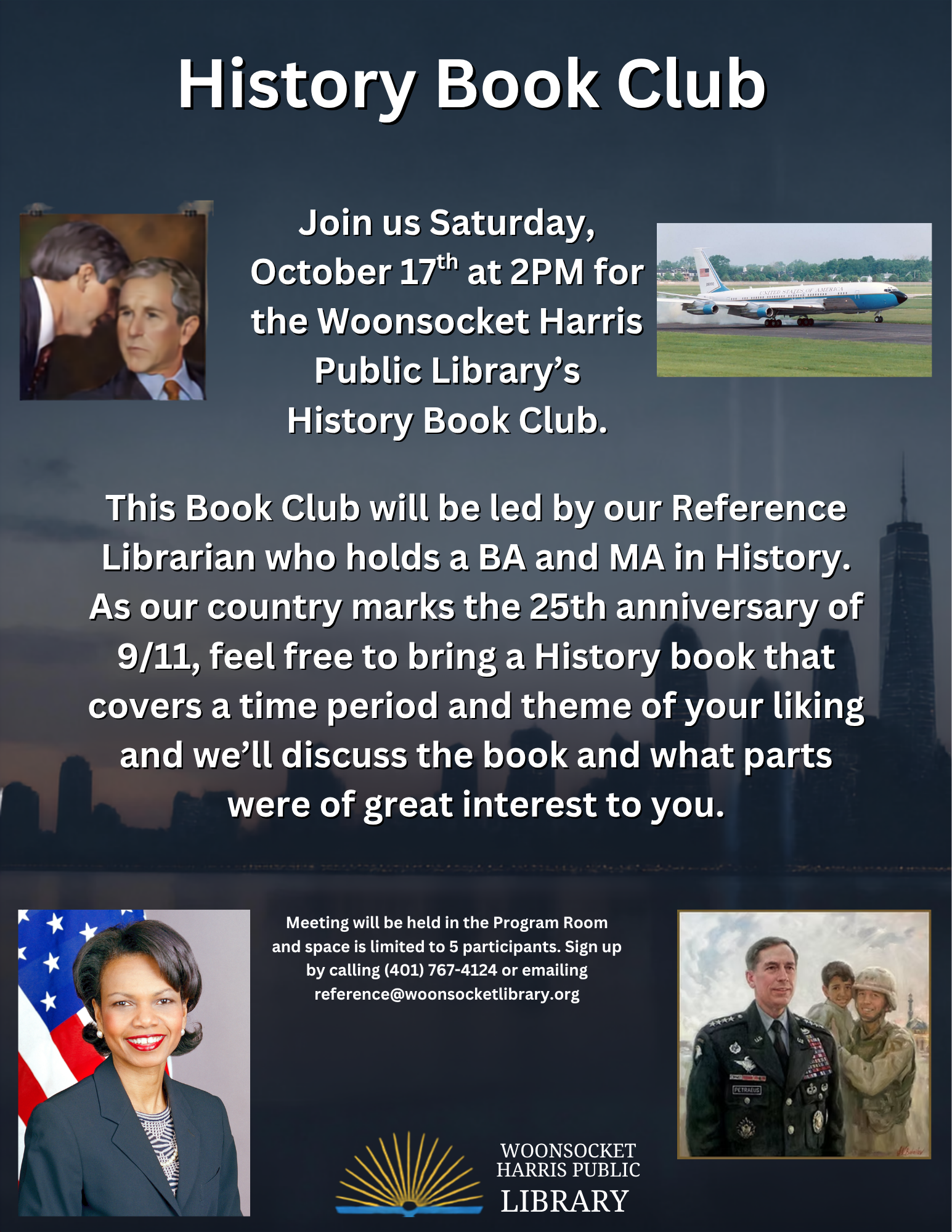 Flyer advertising History Book Club at the library on Saturday, October 27.