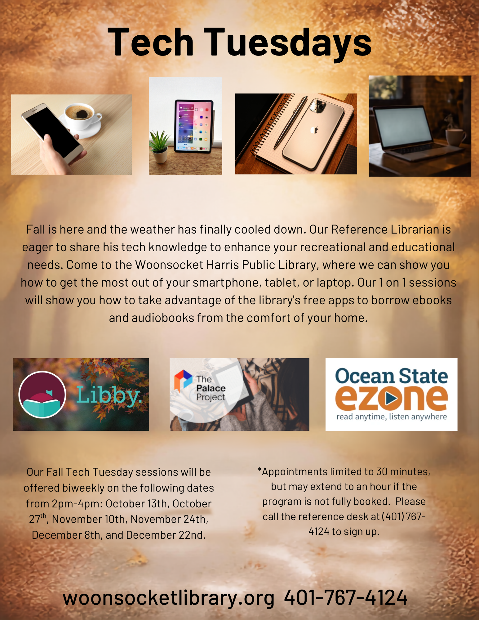 Flyer advertising Tech Tuesday sessions for Fall 2026.